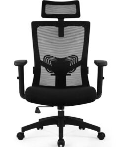 Chaise de Bureau Ergonomique Daccormax, Fauteuil Confortable à Roulettes, Siège Pivotant et Inclinable, Accoudoirs Réglables, Appui-Tête Ajustable de 11 cm, Support Lombaire