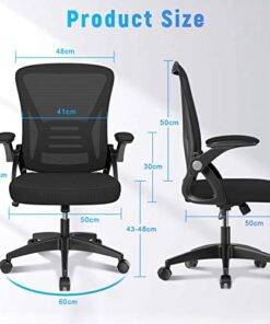 Chaise de Bureau Naspaluro avec Accoudoirs Ajustables, Fauteuil Ergonomique en Maille Aérée, Support Lombaire, Dossier Inclinable et Hauteur Réglable, Roulettes Pivotantes