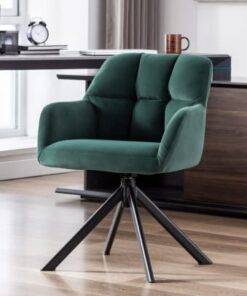 Chaise de Bureau Pivotante en Velours Verte