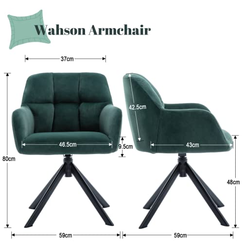 Chaise de Bureau Pivotante en Velours Verte