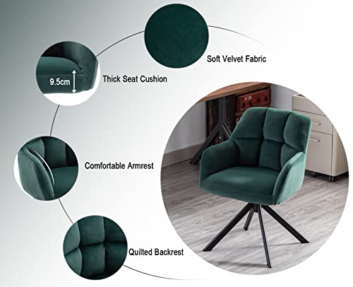 Chaise de Bureau Pivotante en Velours Verte