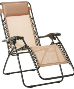 Chaise de camping pliable zéro gravité Amazon Basics, dimensions 90 x 65 x 110 cm, couleur beige