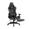 Chaise de gaming ergonomique Foxsport avec repose-pieds, fauteuil de bureau pour jeux vidéo, chaise abordable avec coussin lombaire et accoudoirs