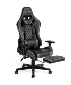 Chaise de gaming ergonomique Foxsport avec repose-pieds, fauteuil de bureau pour jeux vidéo, chaise abordable avec coussin lombaire et accoudoirs