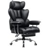 Chaise de Jeu GTPLAYER, Fauteuil Ergonomique pour Bureau, Siège Réglable avec Hauteur Ajustable et Repose-Pieds Télescopique, Chaise Pivotante en Noir