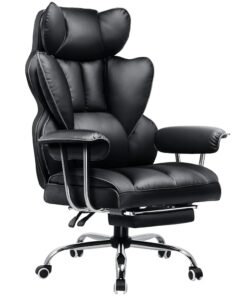 Chaise de Jeu GTPLAYER, Fauteuil Ergonomique pour Bureau, Siège Réglable avec Hauteur Ajustable et Repose-Pieds Télescopique, Chaise Pivotante en Noir