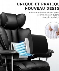 Chaise de Jeu GTPLAYER, Fauteuil Ergonomique pour Bureau, Siège Réglable avec Hauteur Ajustable et Repose-Pieds Télescopique, Chaise Pivotante en Noir