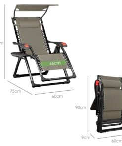 Chaise Longue de Jardin ATORPOK avec Pare-Soleil et Coussin - Fauteuil Pliable et Inclinable, Capacité 200 kg, Résistant aux Intempéries