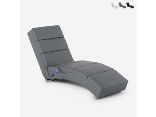 Chaise longue massante chauffante fauteuil en similicuir rennes - gris