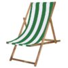 Chaise longue pliante de jardin Springos en bois imprégné - rayures blanches et vertes