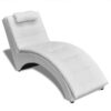 Chaise longue Vidaxl avec coussin en simili cuir blanc