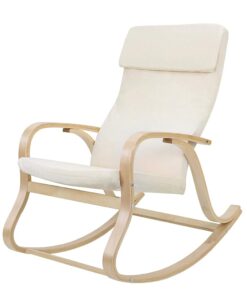 Fauteuil à Bascule en Bois Beige