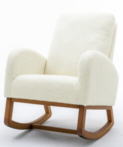 Fauteuil à bascule scandinave blanc avec accoudoirs