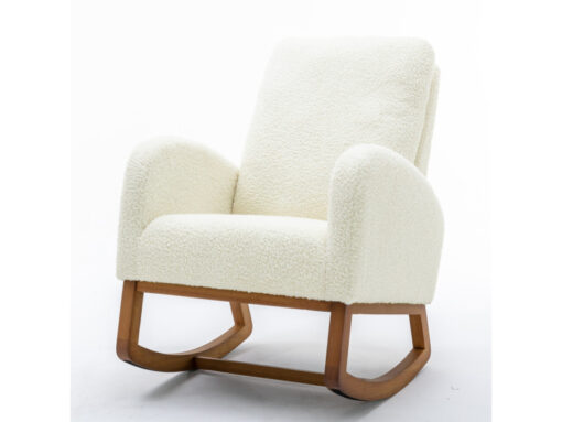 Fauteuil à bascule scandinave blanc avec accoudoirs