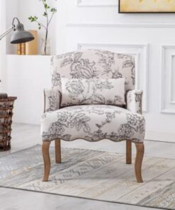 Fauteuil Baroque Beige en Lin Confortable