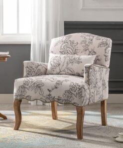 Fauteuil Baroque Beige en Lin Confortable