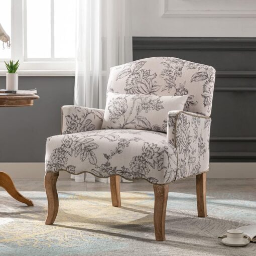 Fauteuil Baroque Beige en Lin Confortable