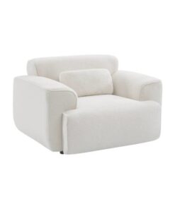 Fauteuil bouclette blanche Wallas avec coussin