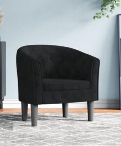 Fauteuil Cabriolet Noir Velours avec Accoudoirs