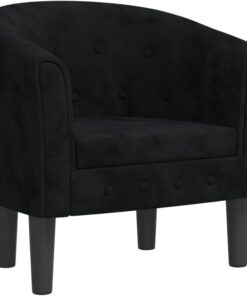 Fauteuil Cabriolet Noir Velours avec Accoudoirs