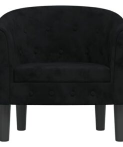 Fauteuil Cabriolet Noir Velours avec Accoudoirs