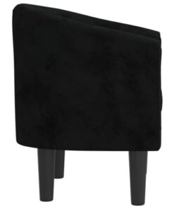 Fauteuil Cabriolet Noir Velours avec Accoudoirs