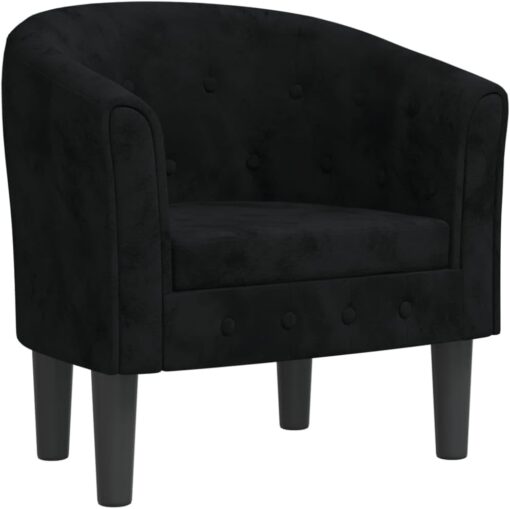 Fauteuil Cabriolet Noir Velours avec Accoudoirs