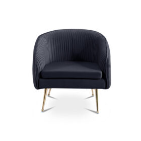 Fauteuil cabriolet velours noir pieds dorés