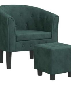 Fauteuil cabriolet velours vert foncé