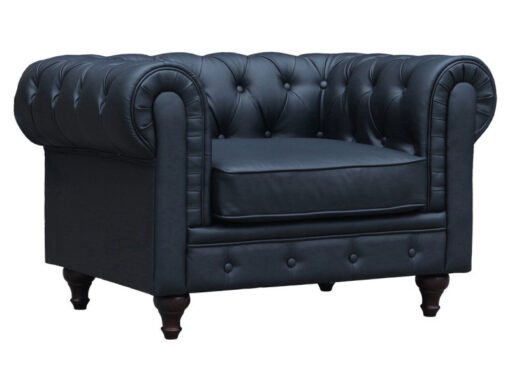 Fauteuil Chesterfield Aliza noir 111 x 82 cm