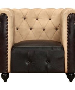 Fauteuil Chesterfield cuir marron