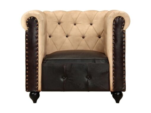 Fauteuil Chesterfield cuir marron