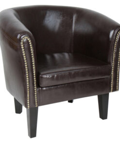 Fauteuil Chesterfield en simili cuir marron