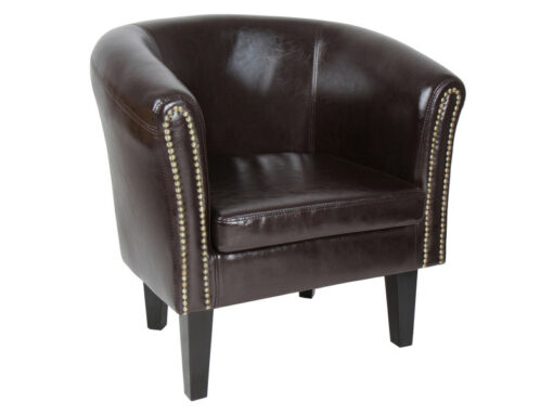 Fauteuil Chesterfield en simili cuir marron