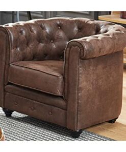 Fauteuil Chesterfield Microfibre Aspect Cuir