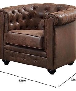 Fauteuil Chesterfield Microfibre Aspect Cuir