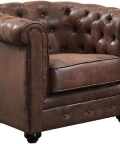 Fauteuil Chesterfield Microfibre Aspect Cuir