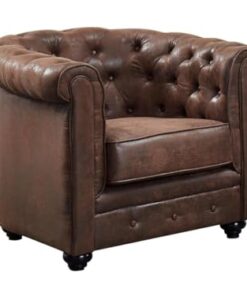 Fauteuil Chesterfield Microfibre Aspect Cuir