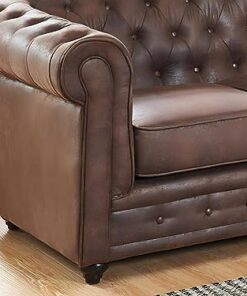 Fauteuil Chesterfield Microfibre Aspect Cuir