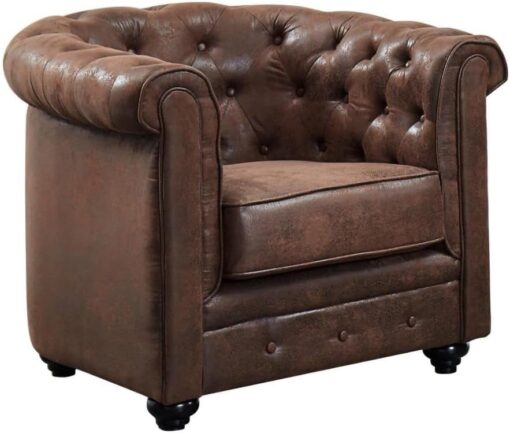 Fauteuil Chesterfield Microfibre Aspect Cuir