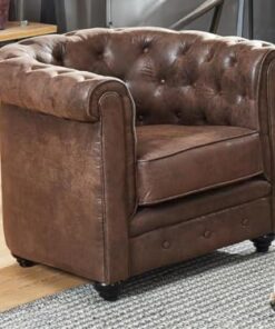 Fauteuil Chesterfield Microfibre Aspect Cuir