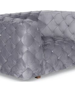 Fauteuil Chesterfield Sarno Velours Gris