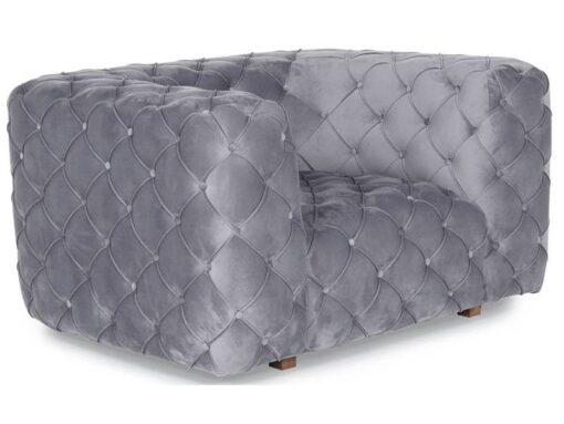 Fauteuil Chesterfield Sarno Velours Gris