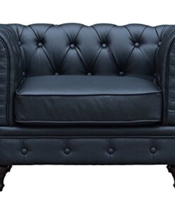 Fauteuil Chesterfield Simili Cuir Noir