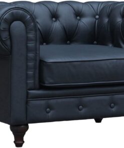 Fauteuil Chesterfield Simili Cuir Noir