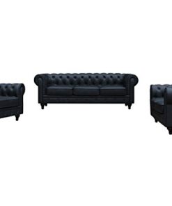 Fauteuil Chesterfield Simili Cuir Noir