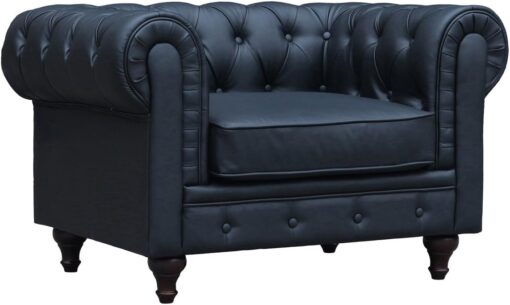 Fauteuil Chesterfield Simili Cuir Noir