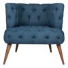 Fauteuil Chesterfield tissu bleu nuit 75 cm