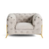 Fauteuil Chesterfield Velours Beige - Lisa