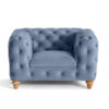 Fauteuil Chesterfield velours bleu ardoise